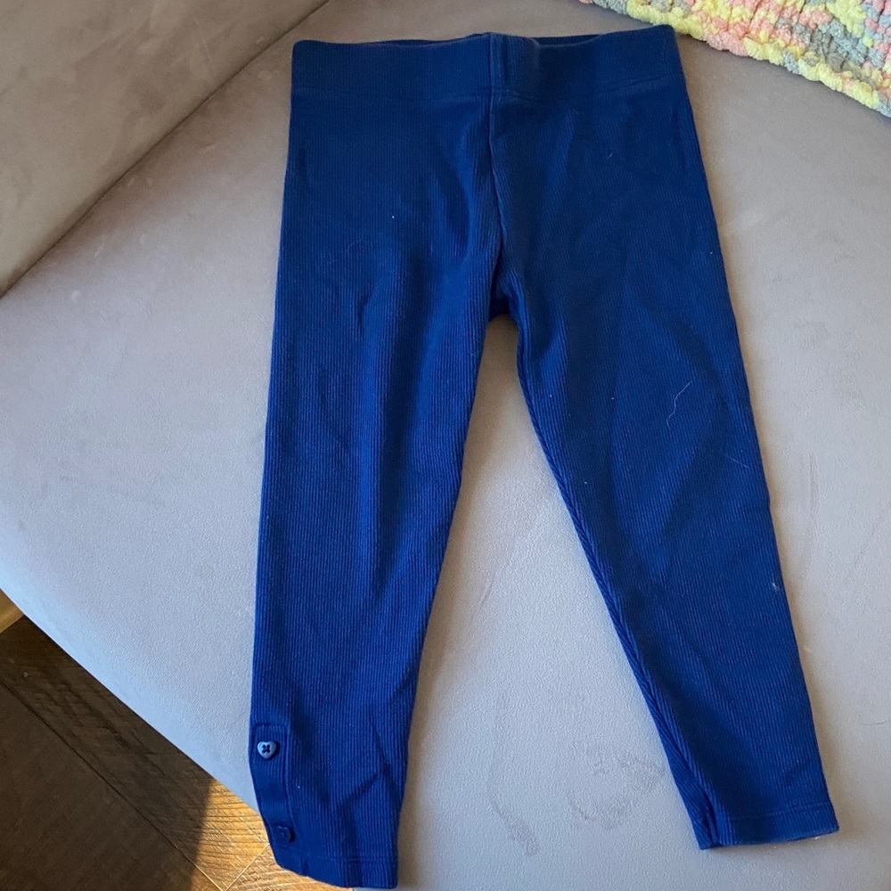 Girls 3T Blue Ribbed Leggings with buttons at bottom